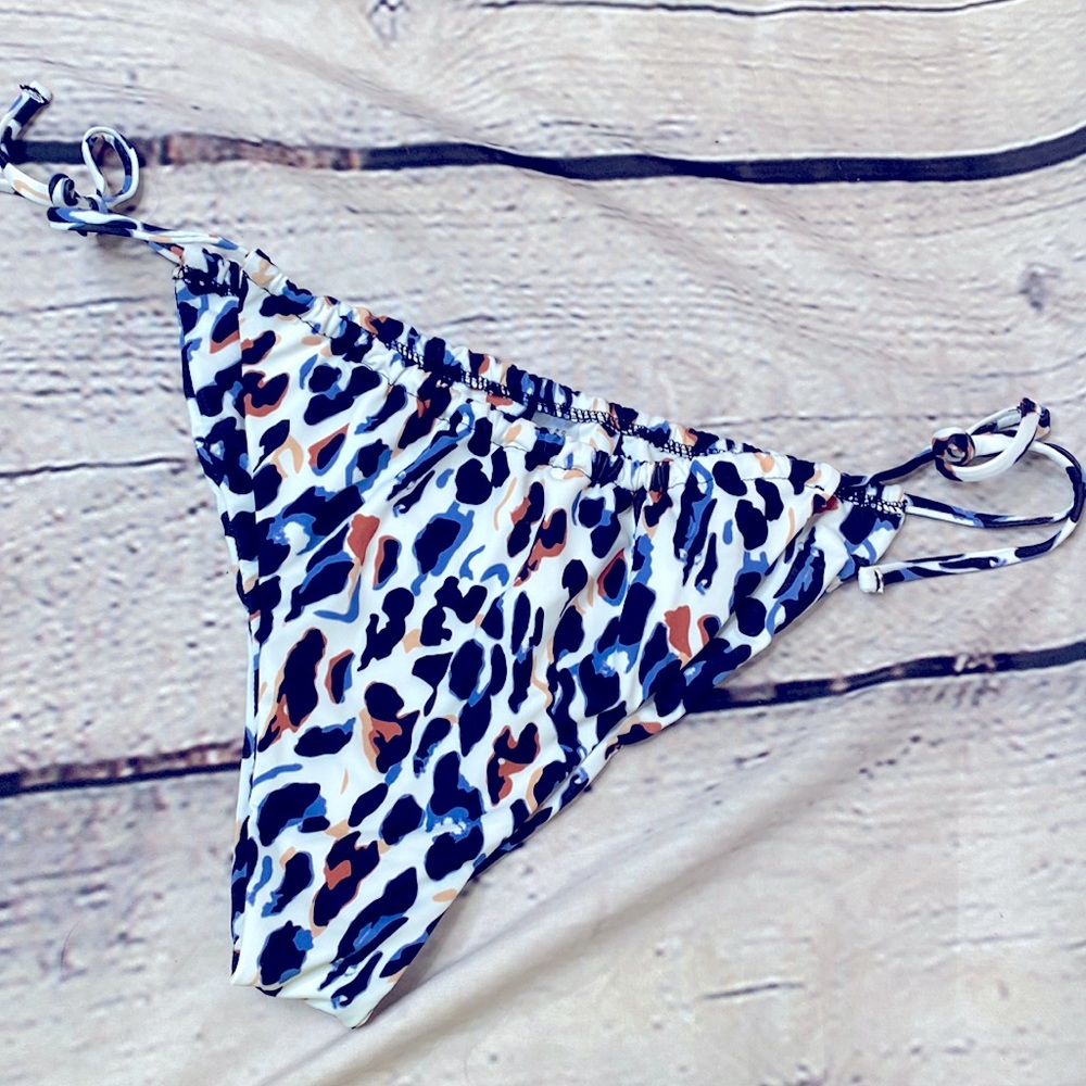 Shein Multi Colored Leopard Print String Bikini Bottom Size XL